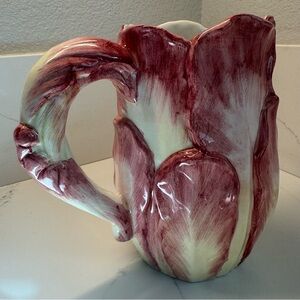 Vintage Tiffany & Co. Pink Red Cabbage Radicchio Leaf Pitcher 1995 Italy